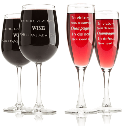 Custom Cute Quotes and Sayings Wine Glass - Engraved