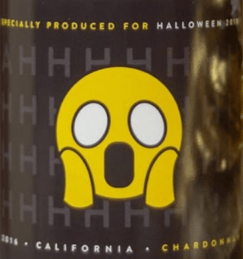 scared emoji wine label