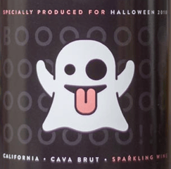ghost emoji wine label