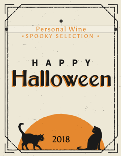 halloween cat wine label