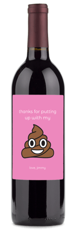 wine gift with poop emoji
