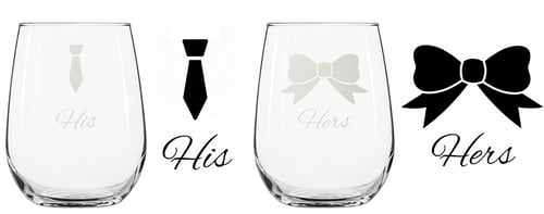 His and Her Engraved Wine Glasses