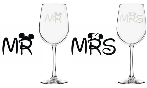 Personalized Mr & Mrs Wine Glasses - Design: HH7 - Everything Etched