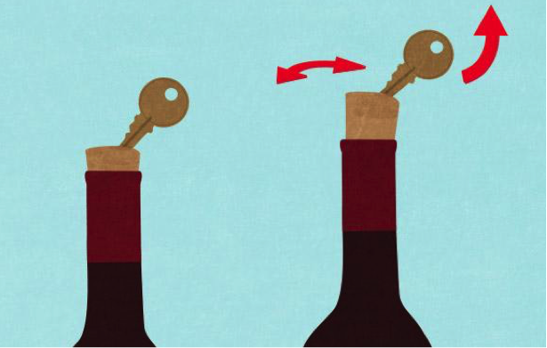 how to open a wine bottle with a key