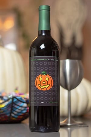 jack-o-lantern wine bottle