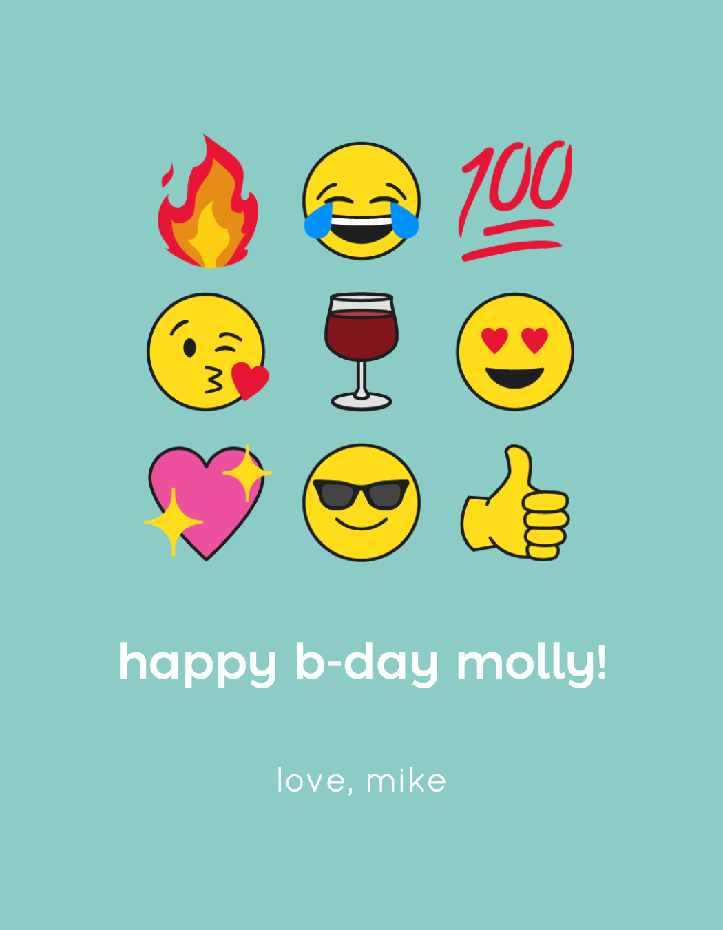 wine label with birthday emojis