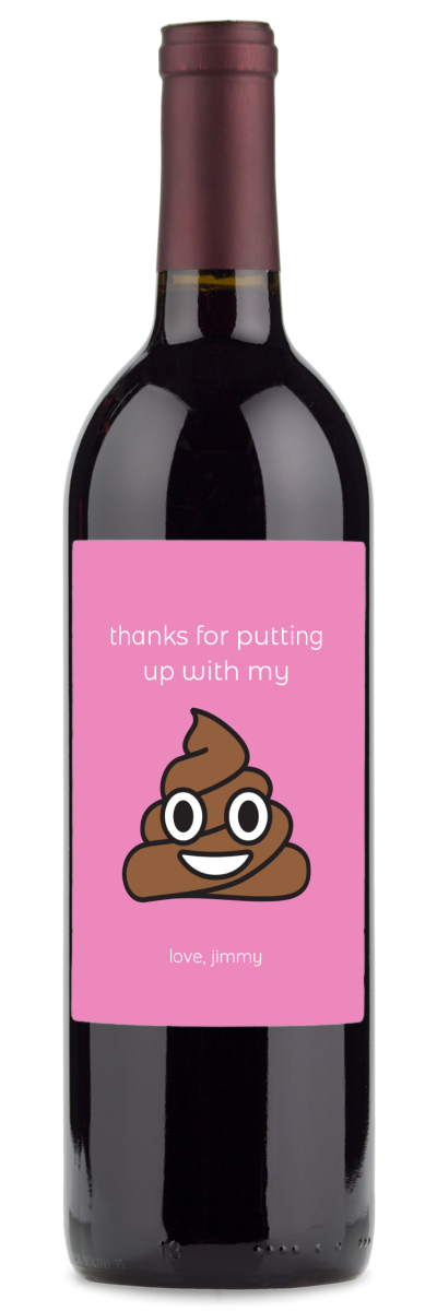 wine gift with poop emoji